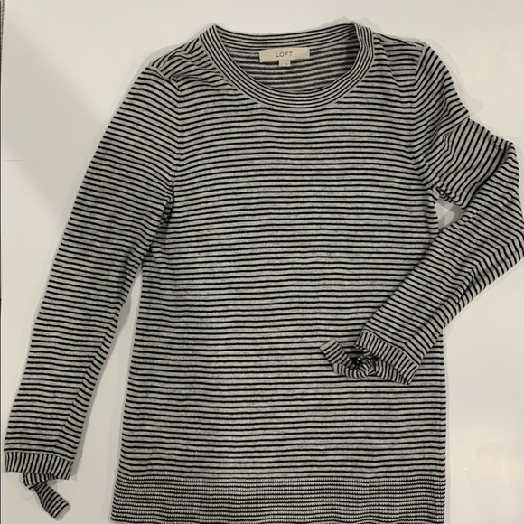LOFT| Tie Cuff Striped Sweater - Picture 2 of 6